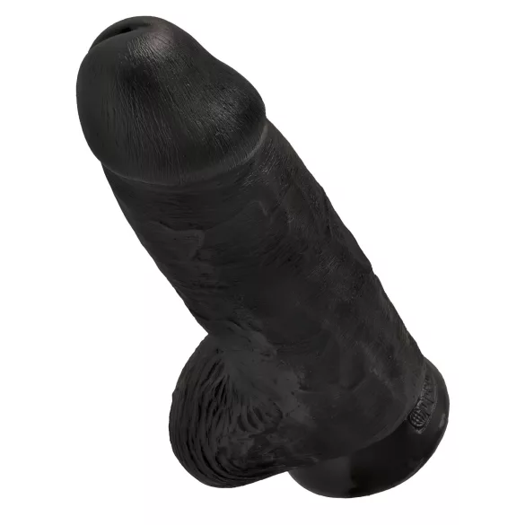 King Cock 9 Chubby - tapadókorongos, herés dildó (23 cm, fekete)
