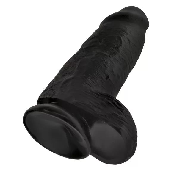King Cock 9 Chubby - tapadókorongos, herés dildó (23 cm, fekete)
