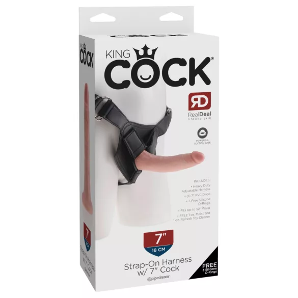 King Cock 7 - felcsatolható dildó hámmal (testszínű)