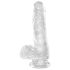 King Cock Clear 6 - tapadókorongos, herés kis dildó (15cm)