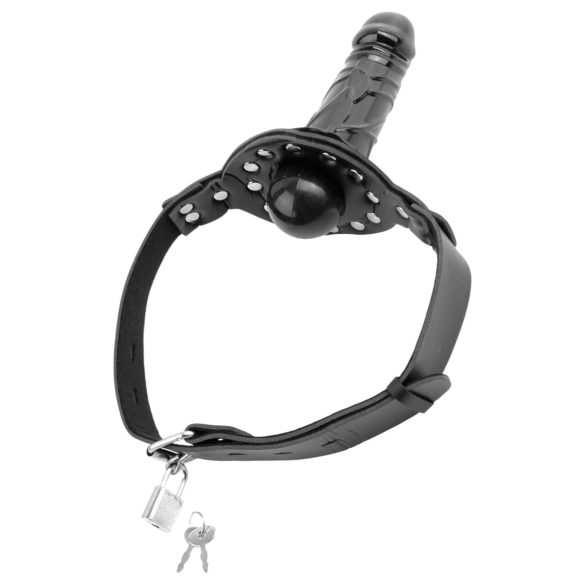 Fetish Fantasy - szájpecek dildóval (fekete)