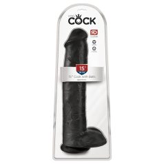   King Cock 15 - tapadókorongos, herés dildó (38cm) - fekete