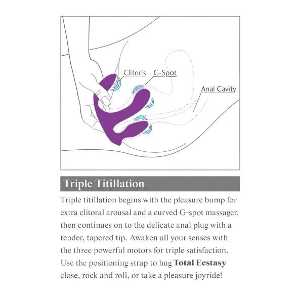 3Some total ecstasy - akkus, rádiós tripla vibrátor (lila)