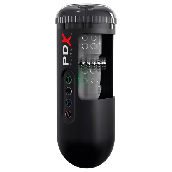 PDX Moto Blower - szívó, rezgő maszturbátor férfiaknak (fekete)