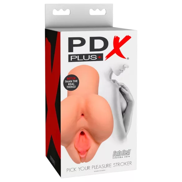 PDX Pick Your Pleasure - 2in1 élethű maszturbátor férfiaknak (testszínű)