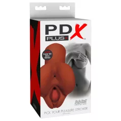   PDX Pick Your Pleasure - 2in1 élethű maszturbátor férfiaknak (barna)