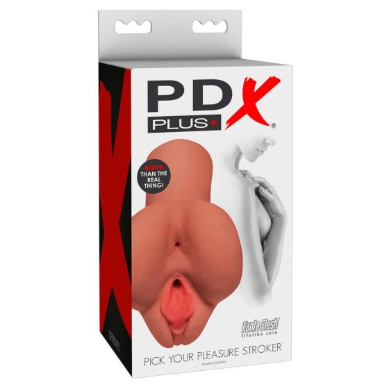 PDX Pick Your Pleasure - 2in1 punci és popsi maszturbátor (natúr)