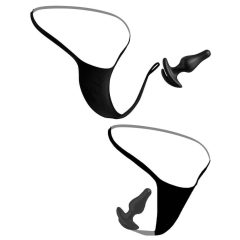 HOOKUP Plug - csíkos alsó anál dildóval (fekete)