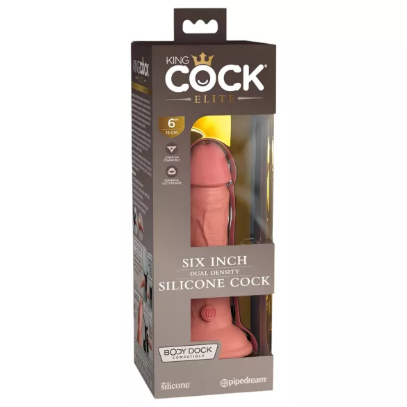 King Cock Elite 6 - tapadókorongos, élethű dildó (15 cm, natúr)