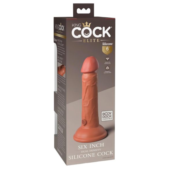 King Cock Elite 6 - tapadókorongos, élethű dildó (15cm) - sötét