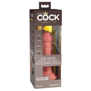 King Cock Elite 6 - tapadótalpas, élethű vibrátor (15cm) - natúr