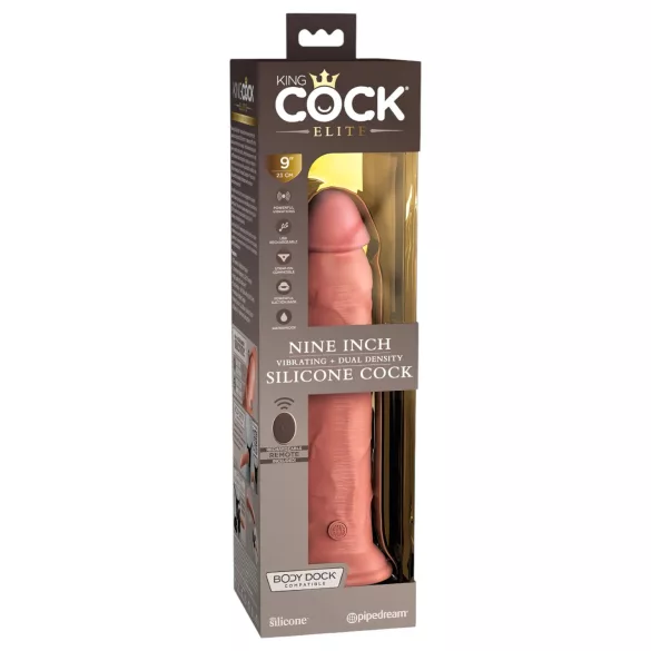 King Cock Elite 9 - tapadókorongos vibrátor 23 cm (testszínű)