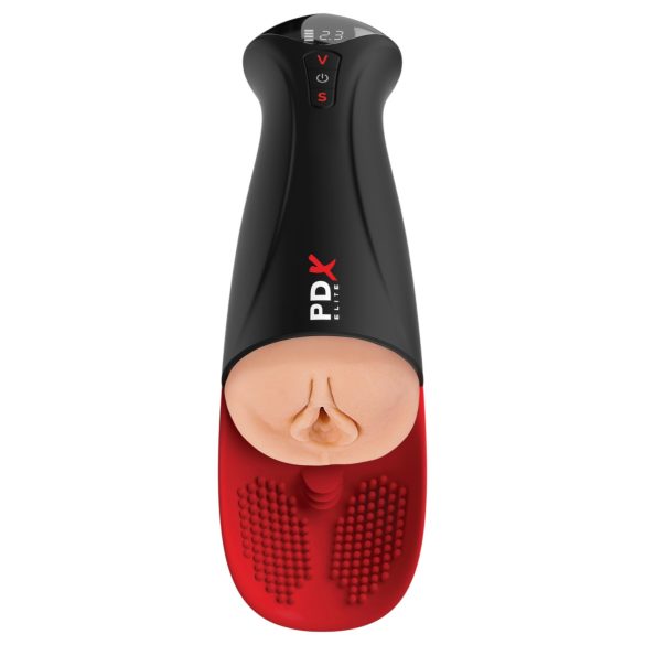 PDX Elite Fuck-O-Mat Pro XL - stimulált szívó rezgő maszturbátor (fekete)
