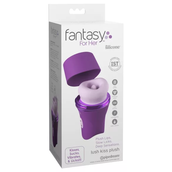 Fantasy For Her Lush Kiss Plush - szívó és nyelves csiklóizgató (lila)