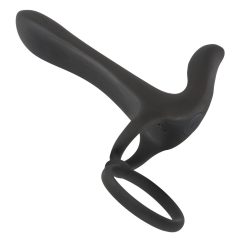   Black Velvet - akkus, 2in1 párvibátor és péniszgyűrű (fekete)