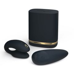   Womanizer Golden Moments - léghullámos csiklóizgatós párvibrátor szett (fekete)