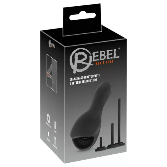 Rebel - makkvibrátor húgycső dilátorral férfiaknak (fekete)