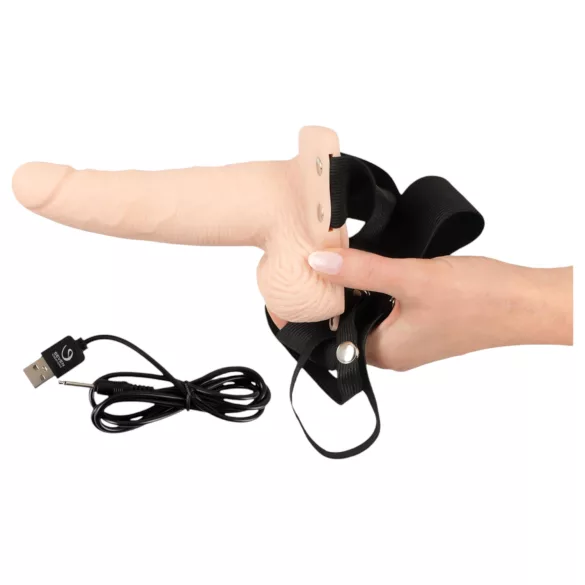 You2Toys Strap-on - üreges, felcsatolható vibrátor (natúr)