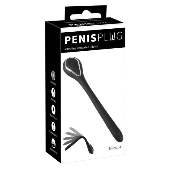 Penis Plug Dilator - akkus húgycsővibrátor (0,6-1,1cm) - fekete