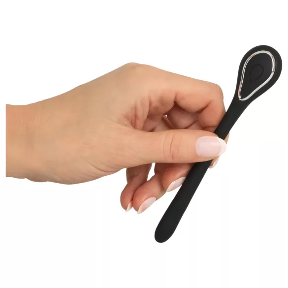 Penis Plug Dilator - akkus, vibrációs dilátor (1cm) - fekete