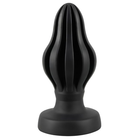ANOS - bordázott puha butt plug - 7cm (fekete)