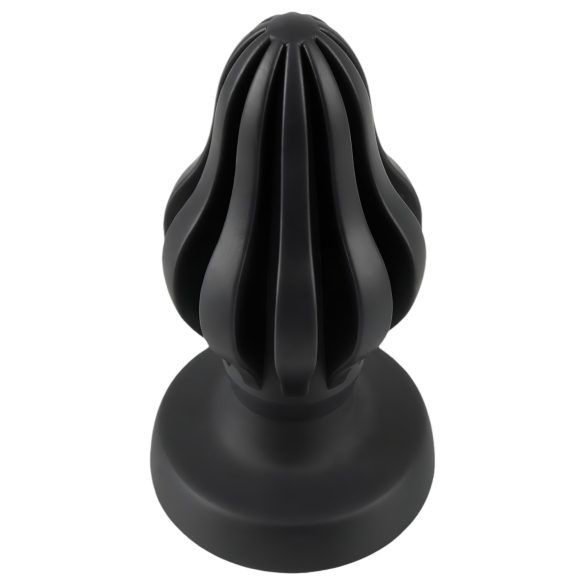 ANOS - bordázott puha butt plug - 7cm (fekete)