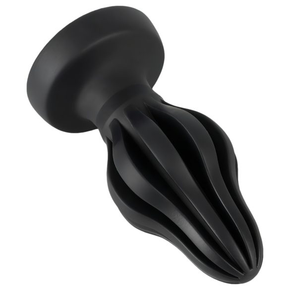 ANOS - bordázott puha butt plug - 7cm (fekete)