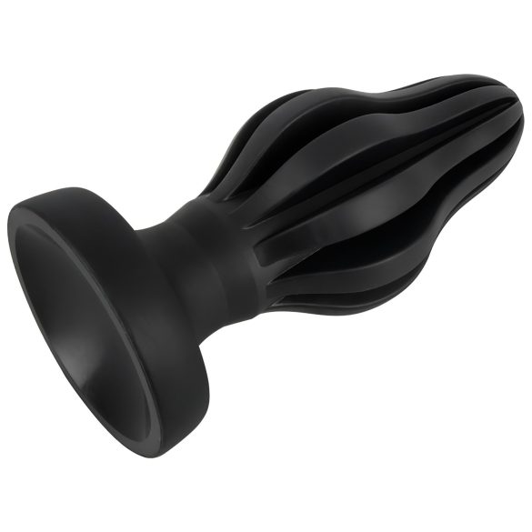 ANOS - bordázott puha butt plug - 7cm (fekete)