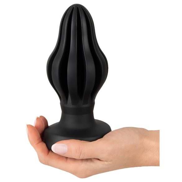 ANOS - bordázott puha butt plug - 7cm (fekete)