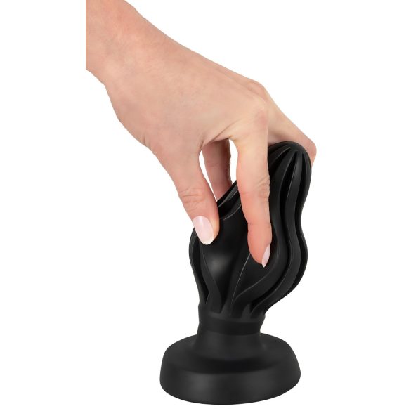 ANOS - bordázott puha butt plug - 7cm (fekete)