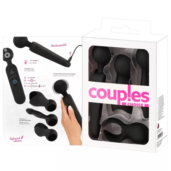 Couples Choice - akkus, melegítő wand masszírozó vibrátor (fekete)