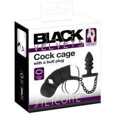 Black Velvets - szilikon pénisz ketrec anál pluggal (fekete)   Black Velvets - szilikon pénisz ketrec anál pluggal (fekete)