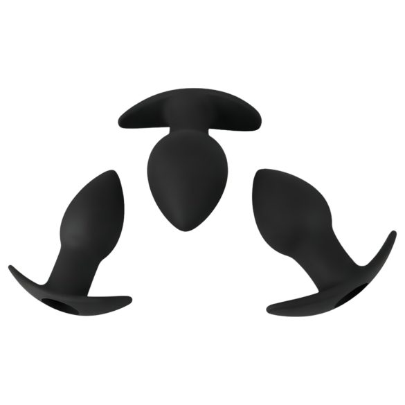 Black Velvets - akkus anál vibrátor szett - 3 részes (fekete)