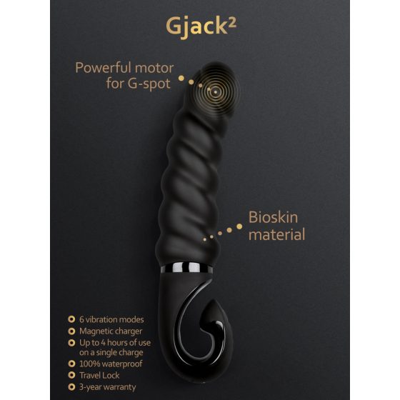 Gvibe G-jack 2- akkus, vízálló szilikon vibrátor (fekete)