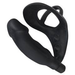   Black Velvet - péniszes análvibrátor pénisz- és heregyűrűvel (fekete)