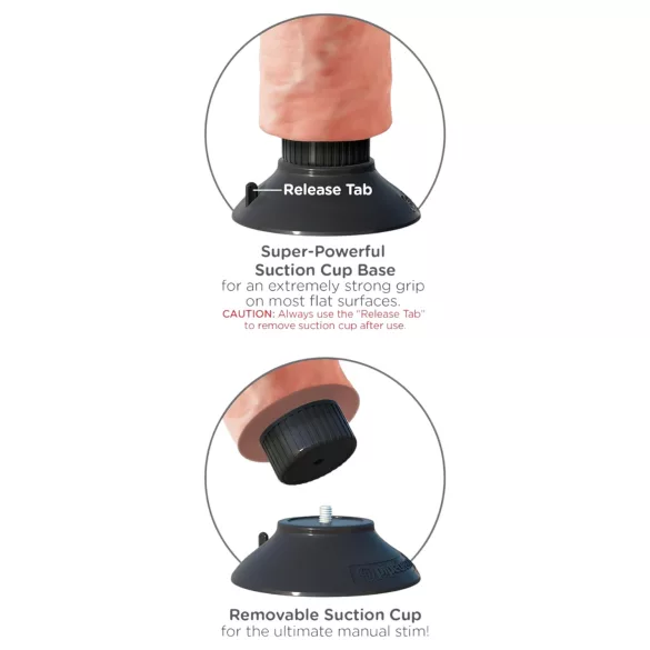 King Cock 10 tapadókorongos vibrátor (25 cm, testszínű)