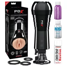   PDX Cock Compressor - szívó, vibráló punci maszturbátor (fekete)