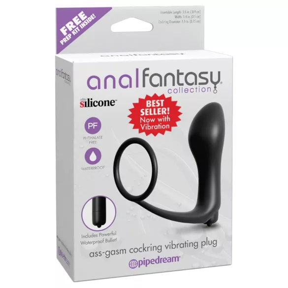 Pipedream - Analfantasy - ujj anál vibrátor péniszgyűrűvel (fekete)