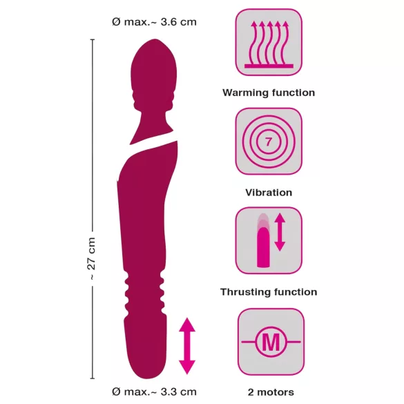 Javida Thrusting - 3in1 lökő vibrátor (piros)