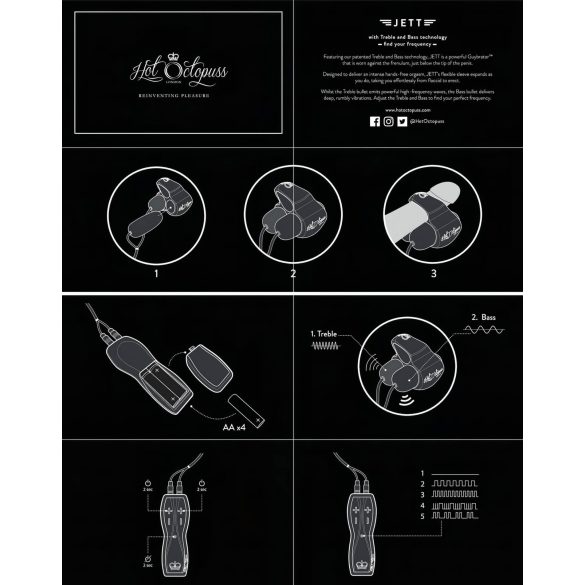 HOT Octopuss JETT - 2 motoros makkvibrátor (fekete)