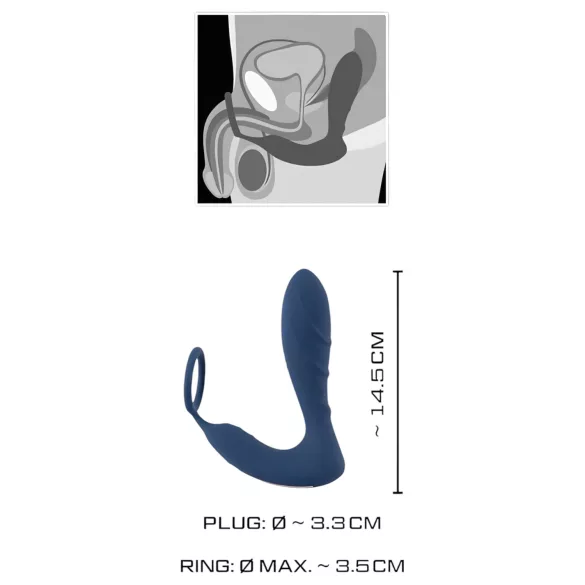 You2Toys Prostate Plug - prosztata anál vibrátor péniszgyűrűvel (kék)