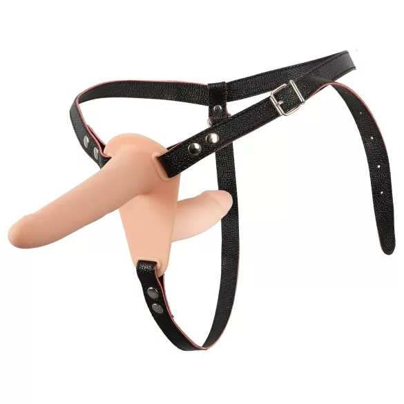 You2Toys - Strap-On - felcsatolható dupla vibrátor (testszínű)