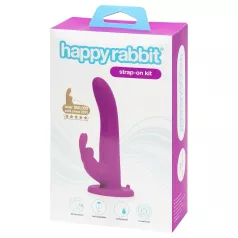   Happyrabbit Strap-On - nyuszis, csiklókaros felcsatolható vibrátor (lila)