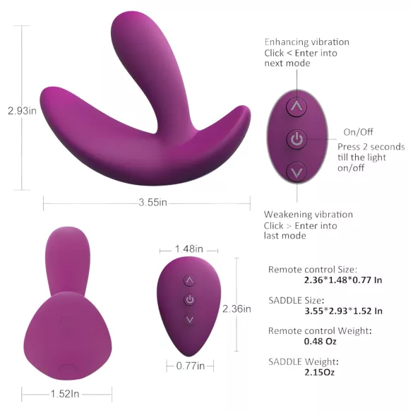 Cotoxo Saddle - távirányítós prosztata vibrátor (viola)