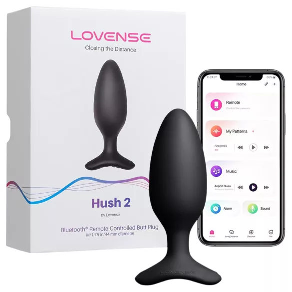 Lovense Hush 2 S - fekete app-vezérelt anál vibrátor (38 mm)