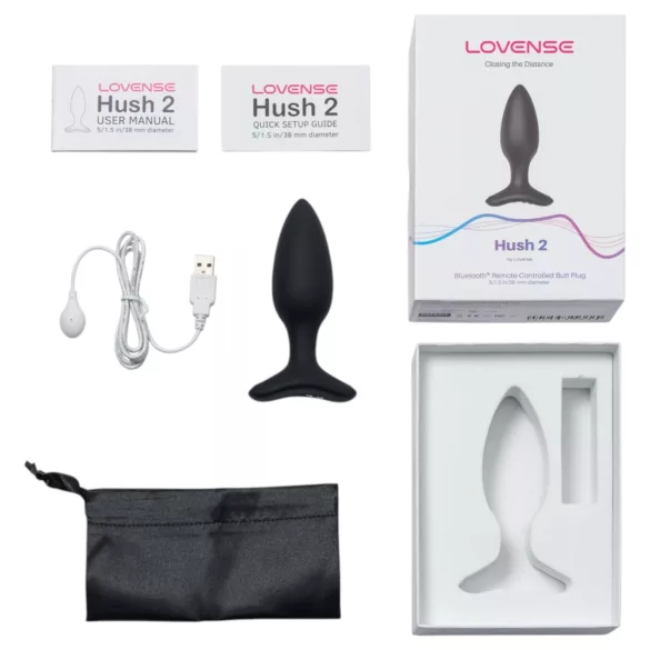 Lovense Hush 2 S - fekete app-vezérelt anál vibrátor (38 mm)