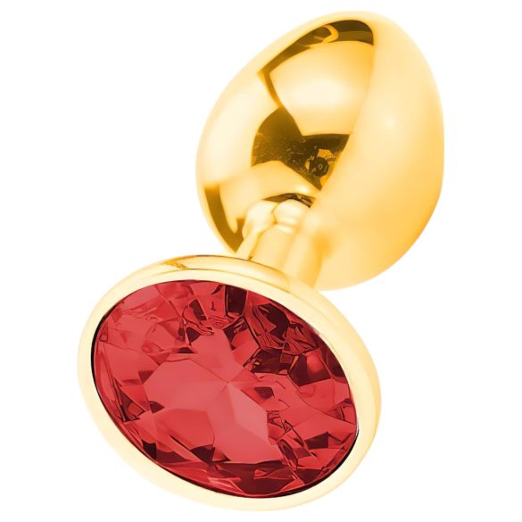 Sunfo - fém anál plug piros kővel (arany)