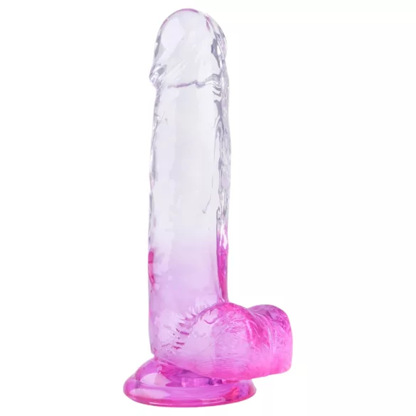 Sunfo - tapadókorongos, herés dildó - 22cm (átlátszó-lila)