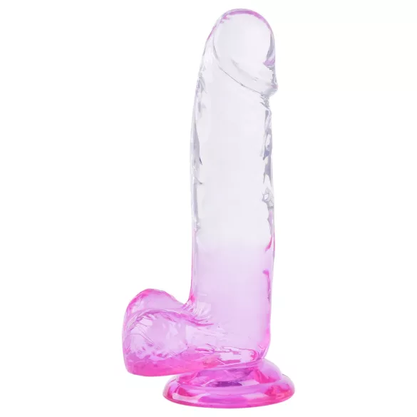 Sunfo - tapadókorongos, herés dildó - 22cm (átlátszó-lila)