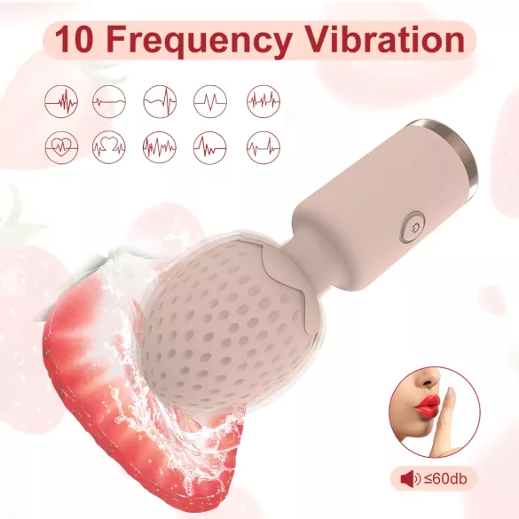 Sunfo Strawberry - vízálló mini wand masszírozó vibrátor (pink)